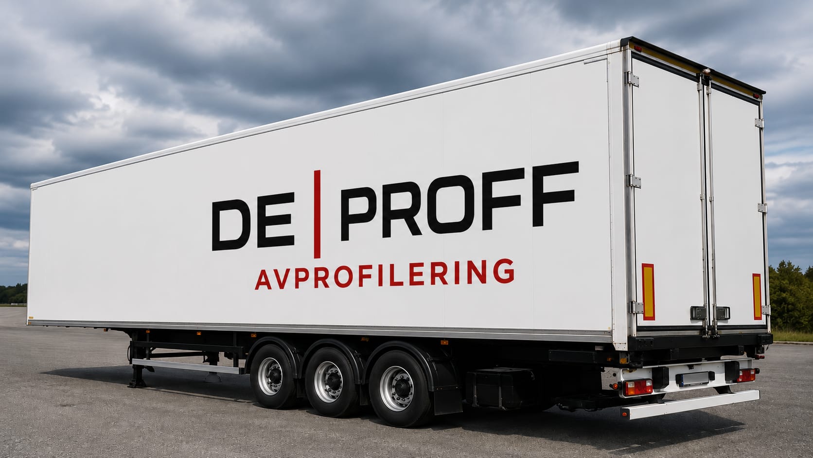 Semitrailer med DE-PROFF logo